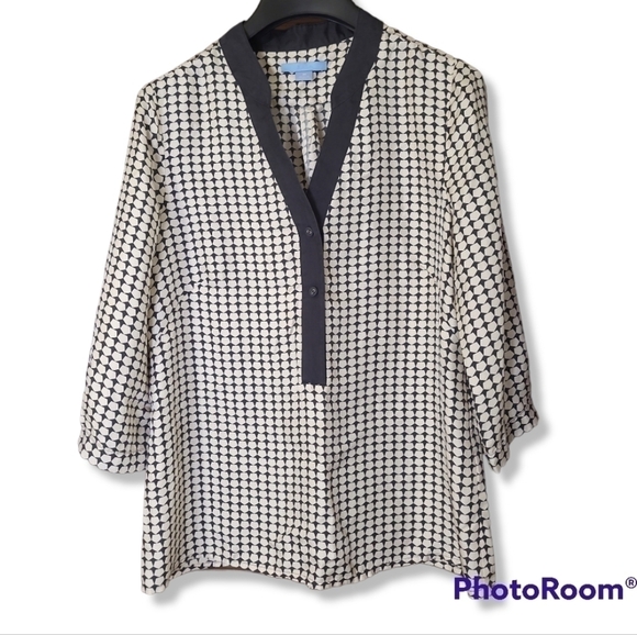 ❤️𝅺BAIA black white 100% silk 3/4 length sleeve - Picture 1 of 6